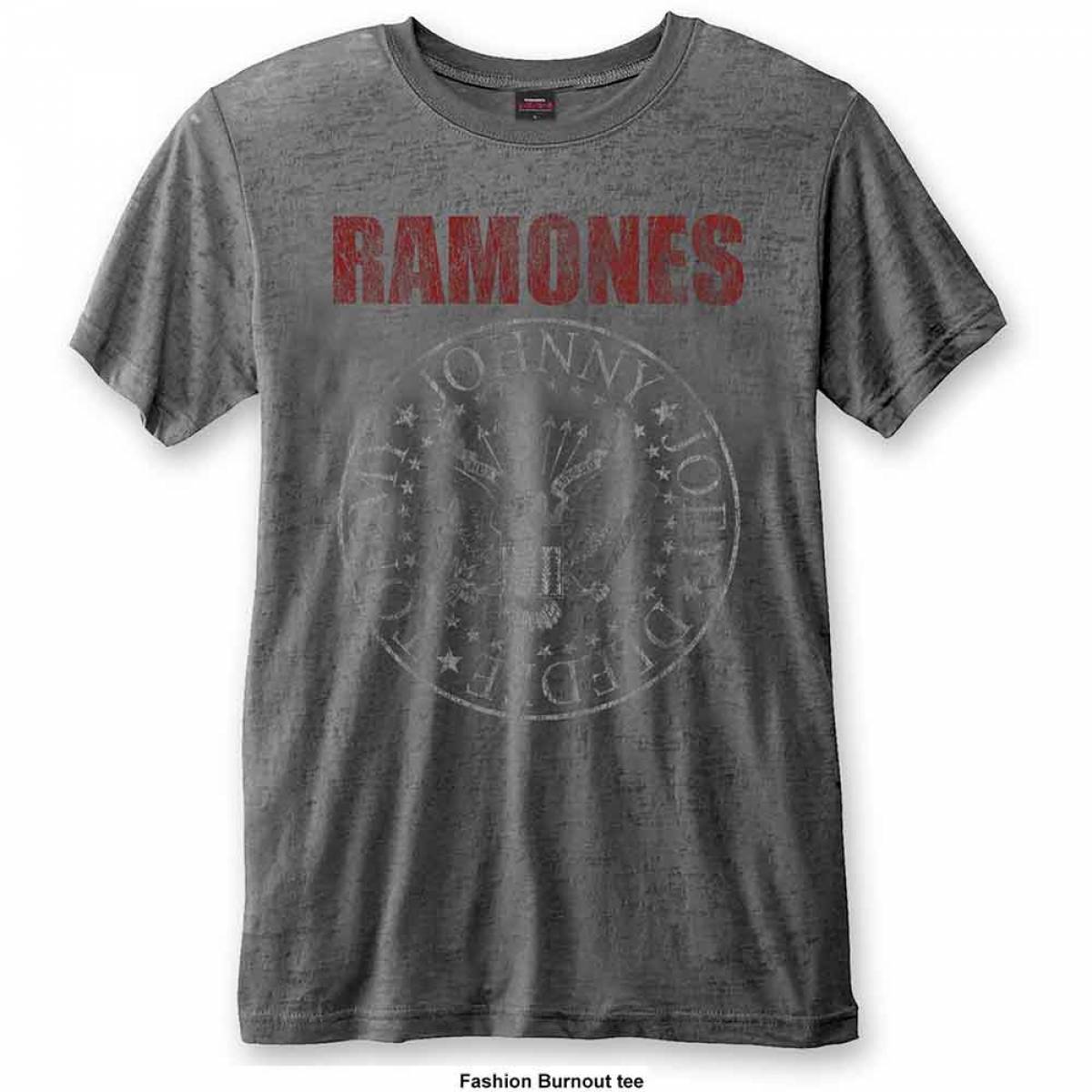 【予約商品】RAMONES Unisex Burnout バンドTシャツ: Presidential Seal (Charcoal Grey) - CHARCOAL GREY