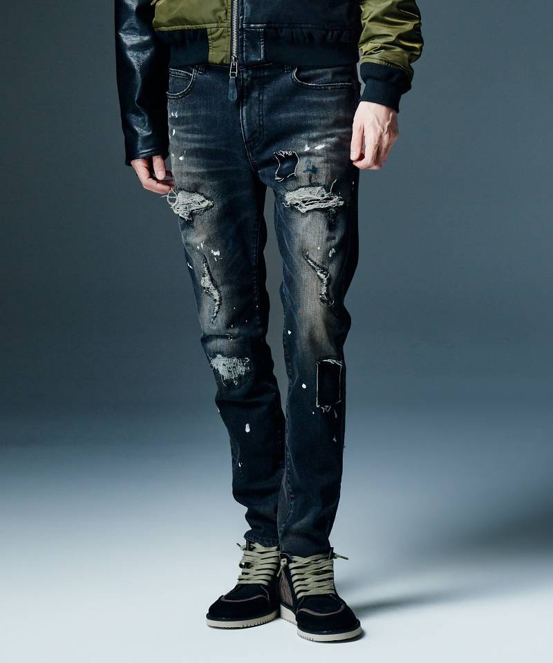 【予約商品】glamb(グラム) Heavy Remake Slim Denim / ヘビーリメイクスリムデニム - Black