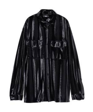 【予約商品】glamb(グラム) GB0424/SH08 : Glamorous Shade Velour Shirt / グラマラスシェイドベロアシャツ - Black