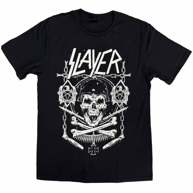 【予約商品】SLAYER バンドTシャツ ユニセックス: Skull & Bones Revised (Black)
