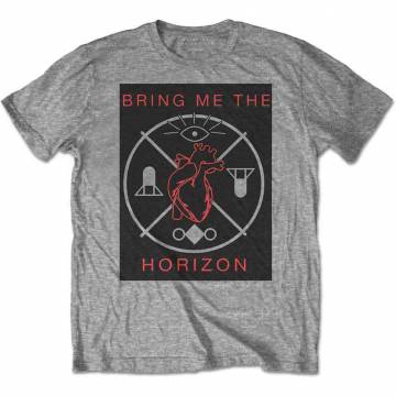 【予約商品】BRING ME THE HORIZON バンドTシャツ ユニセックス: Heart & Symbols (Grey) - GREY
