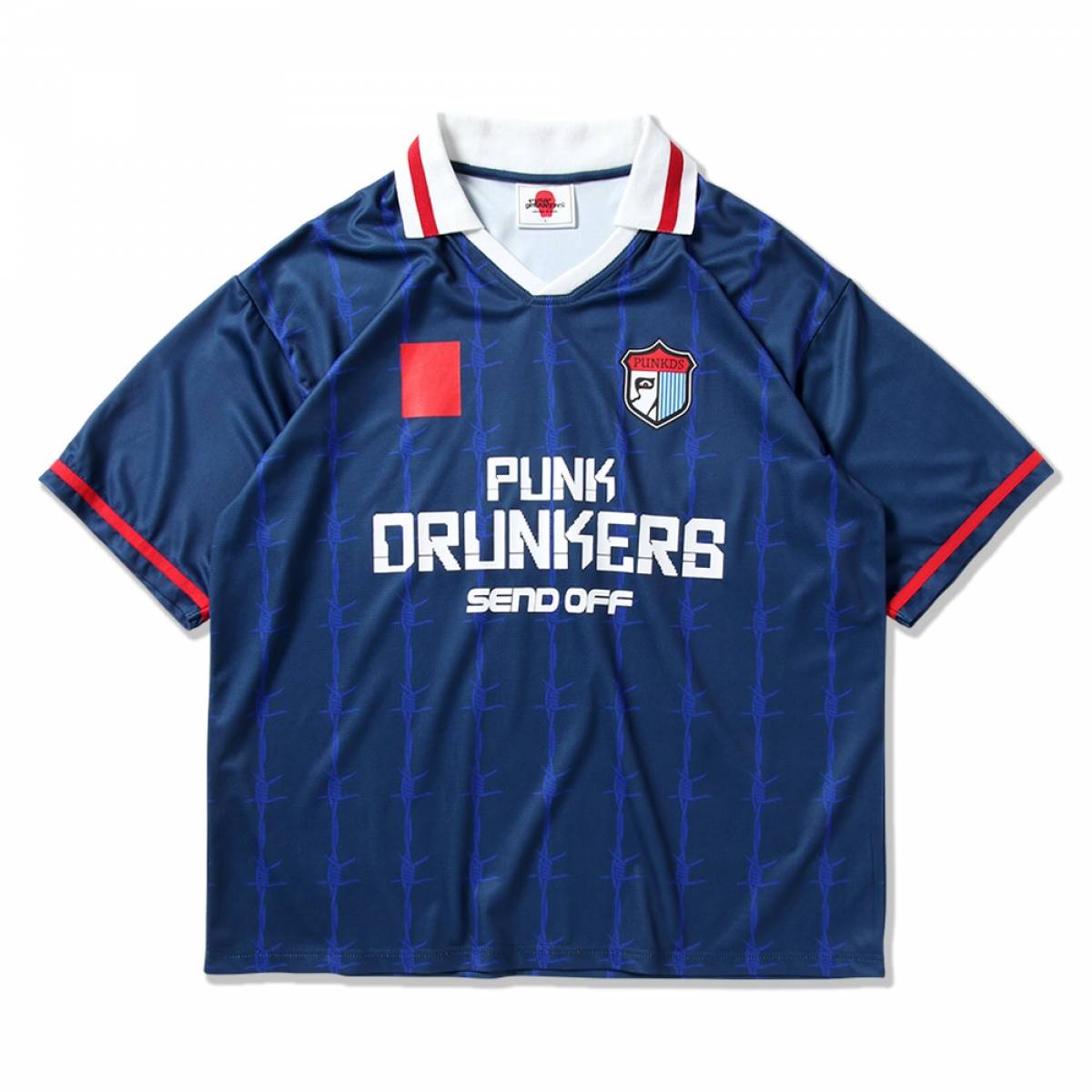 【予約商品】PUNK DRUNKERS (パンクドランカーズ) 退場サッカーシャツ - BLUE