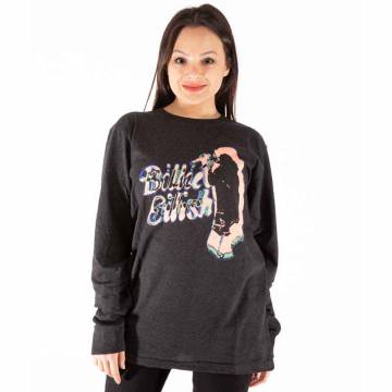 【予約商品】BILLIE EILISH Unisex Long Sleeve バンドTシャツ: Neon Silhouette - CHARCOAL GREY