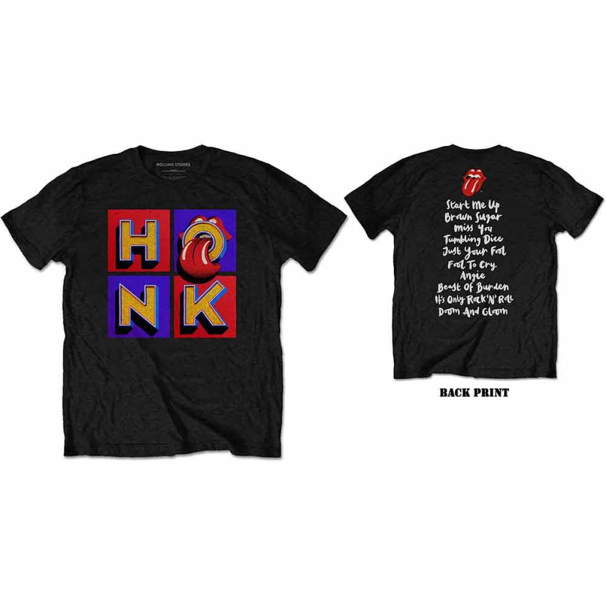 【予約商品】THE ROLLING STONES バンドTシャツ ユニセックス: Honk Album Track list (Black) (Back Print) - BLACK