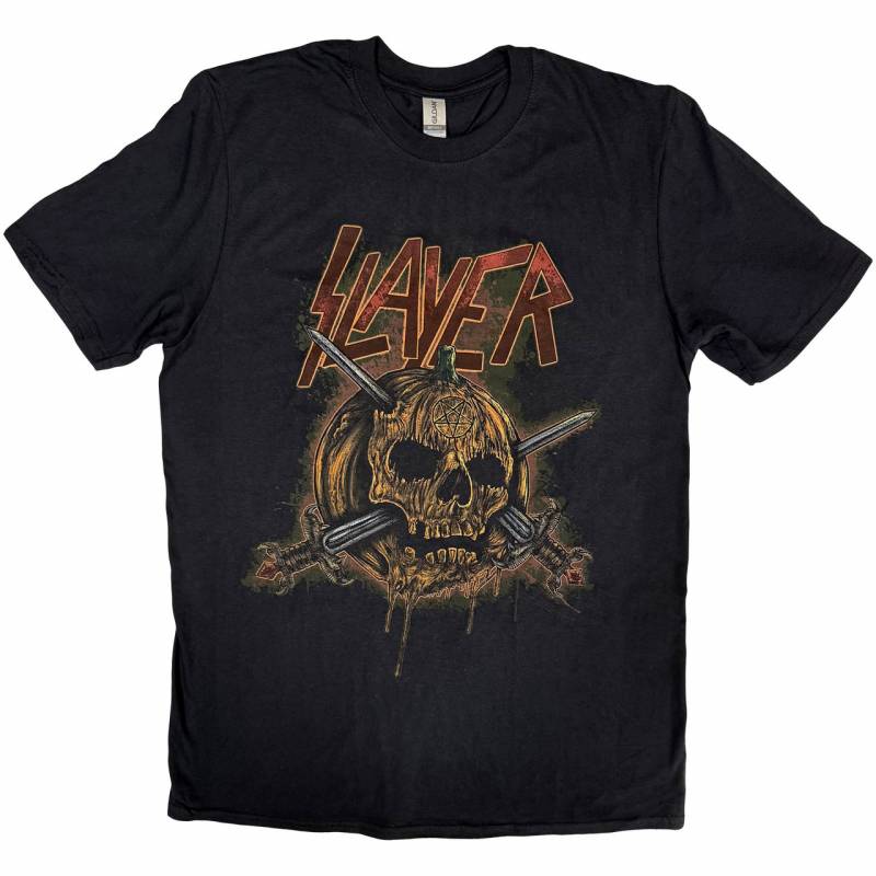 【予約商品】SLAYER バンドTシャツ ユニセックス: Skull Pumpkin (Black)