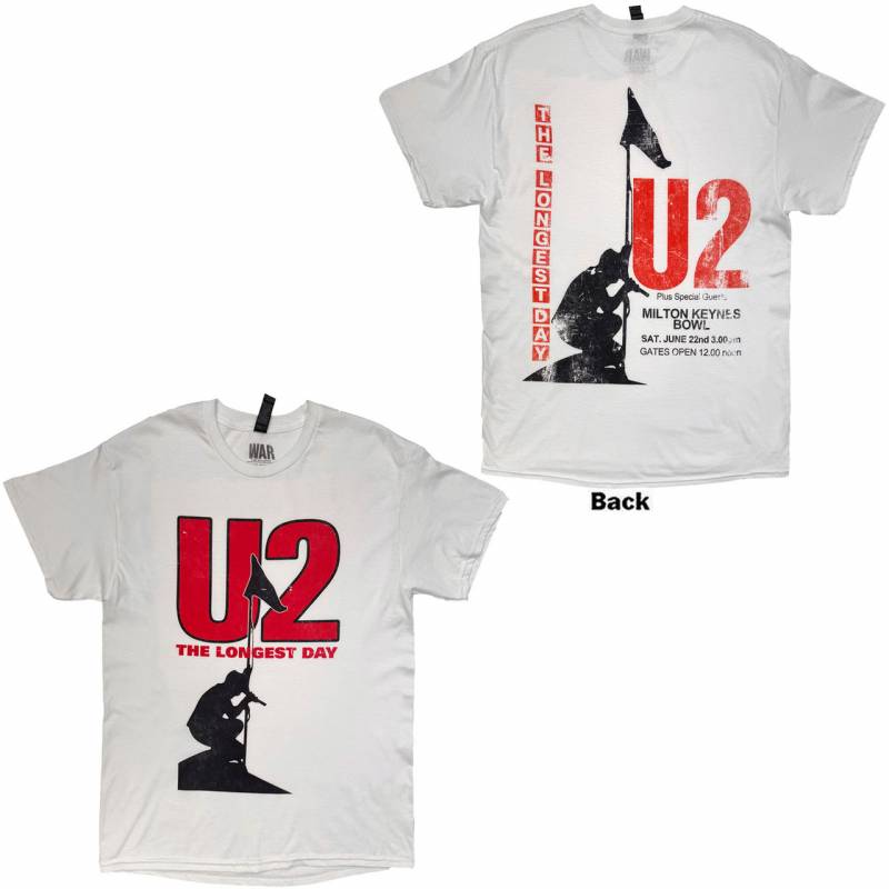 【予約商品】U2 バンドTシャツ ユニセックス: The Longest Day (White) (Back Print)