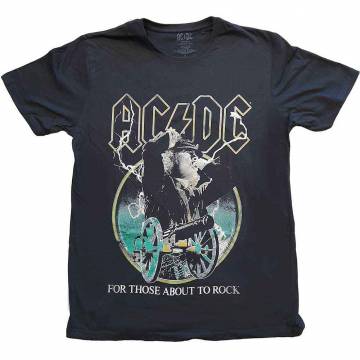 【予約商品】AC/DC バンドTシャツ ユニセックス: For Those About To Rock Yellow Outlines (Black) - BLACK