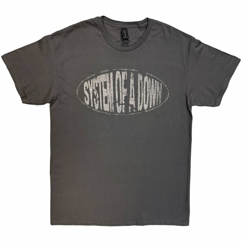【予約商品】SYSTEM OF A DOWN バンドTシャツ ユニセックス: Stretched Logo (Charcoal Grey)