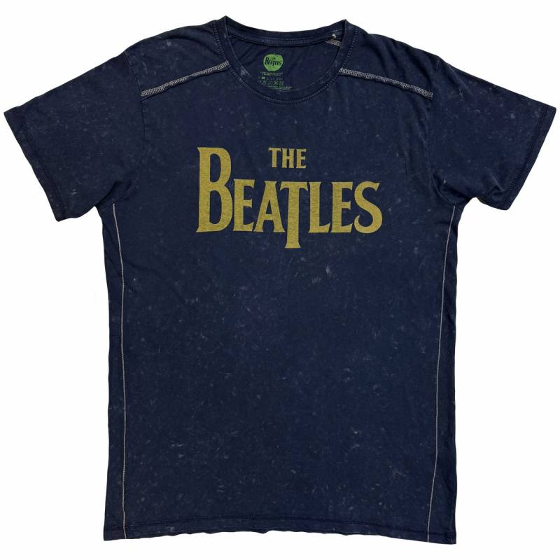 【予約商品】THE BEATLES バンドTシャツ ユニセックス: Drop T Logo Snow Wash (Navy Blue) (Wash Collection)