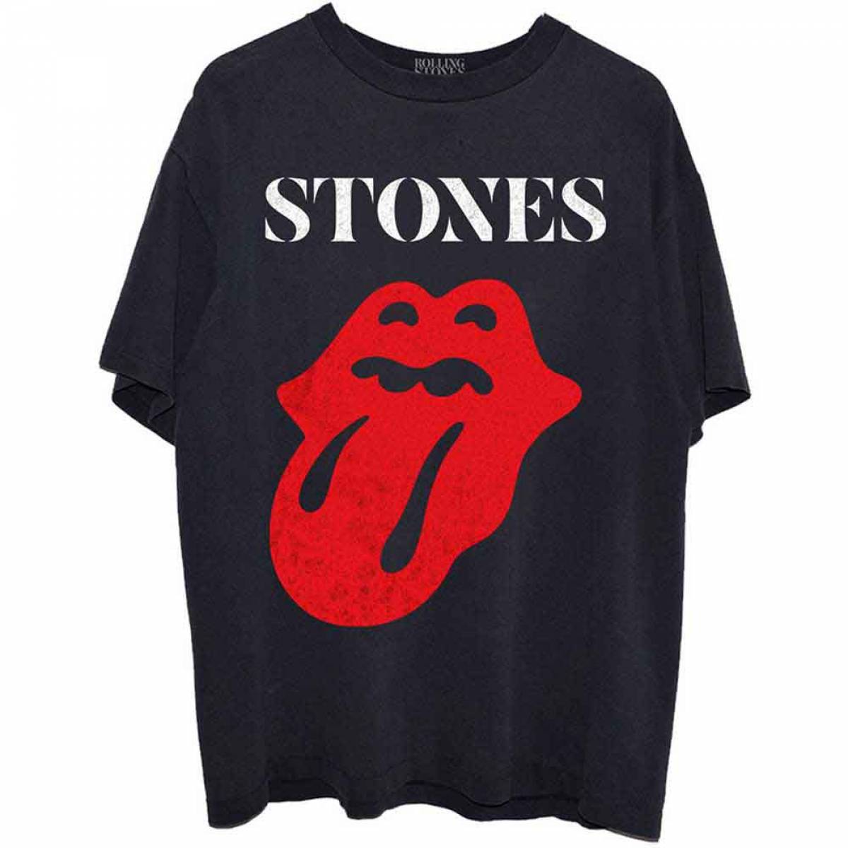 【予約商品】THE ROLLING STONES バンドTシャツ ユニセックス: Sixty Classic Vintage Solid Tongue (Black) - BLACK