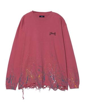 【予約商品】glamb(グラム)GB0325/CS16 : Damage Splash Paint Cutsew / ダメージスプラッシュペイントカットソー - Red