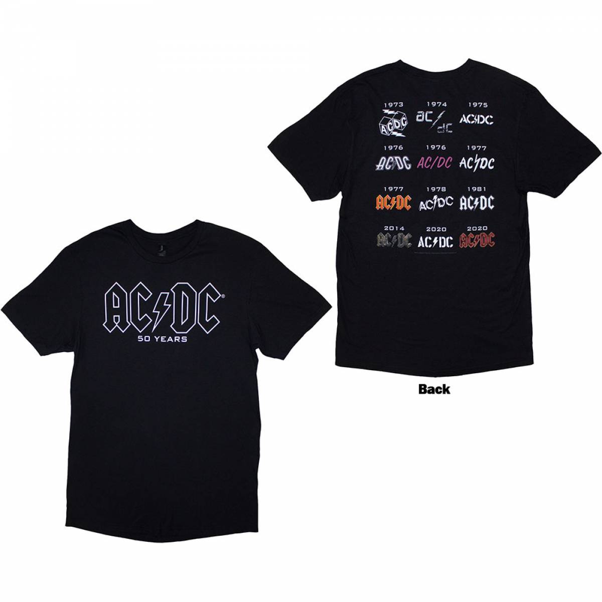 【予約商品】AC/DC バンドTシャツ ユニセックス: History Logo (Back Print) - BLACK