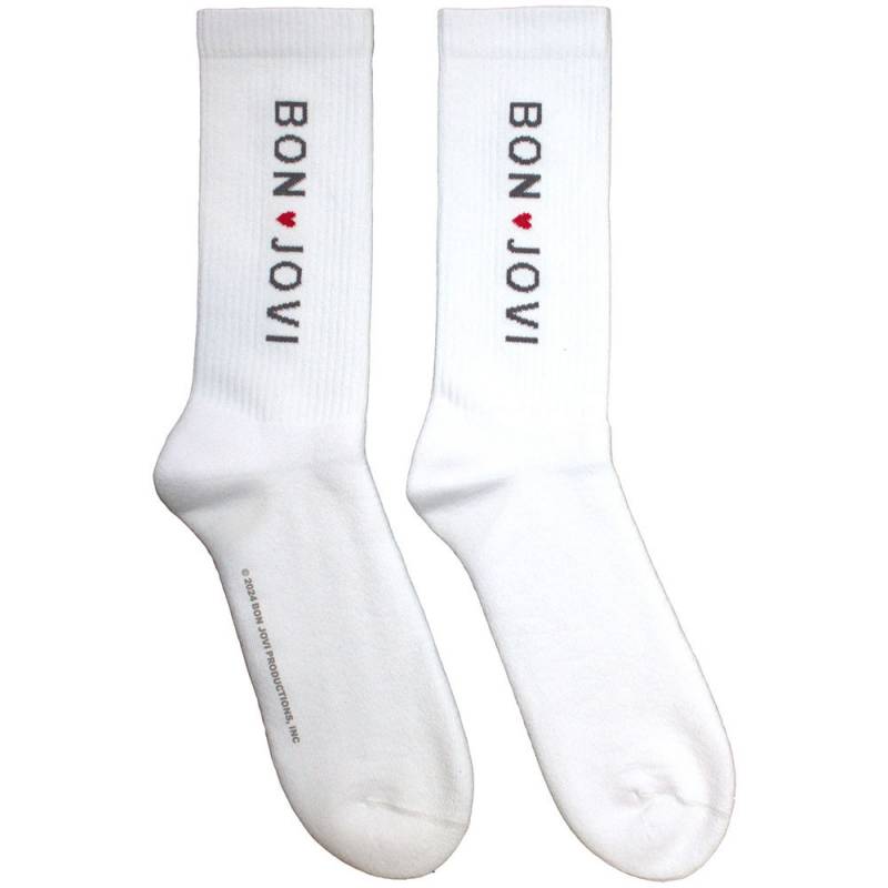 【予約商品】BON JOVI Unisex Terry Socks: Heart (White) (UK Size 7 - 11)