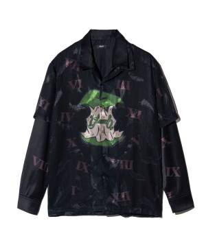 【予約商品】glamb(グGB0125/SH03 : Eaten Apple Layered Shirt / イートゥンアップルレイヤードシャツ - Black