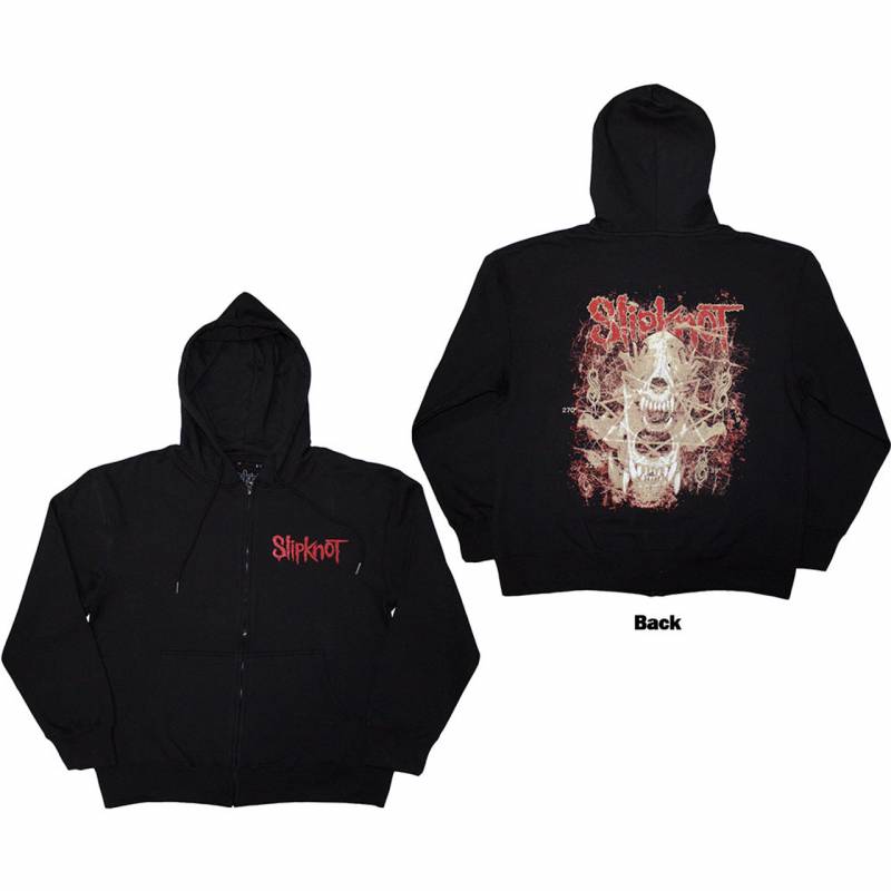 【予約商品】SLIPKNOT Unisex Zipped Hoodie: Skull Teeth (Black) (Back Print)