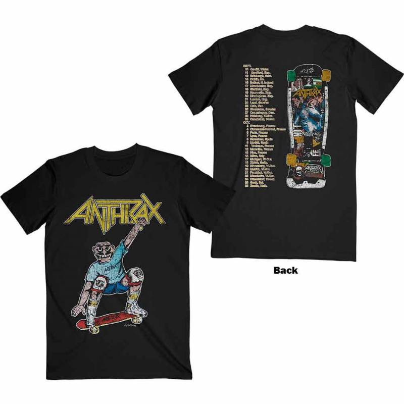 【予約商品】ANTHRAX バンドTシャツ ユニセックス: Spreading Skater Notman Vintage (Black) (Back Print)