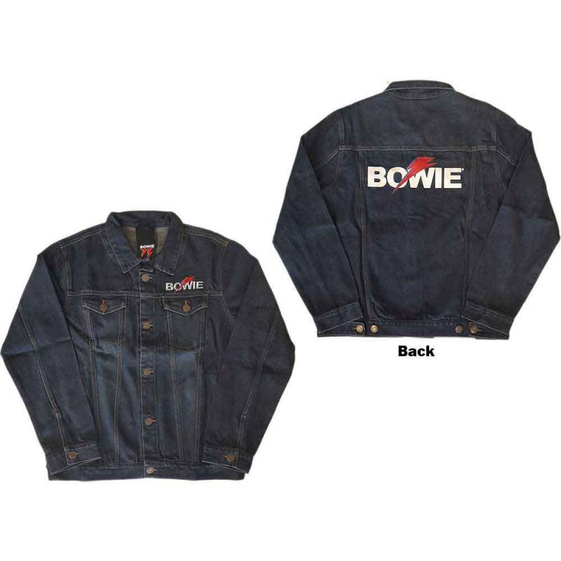 【予約商品】DAVID BOWIE Unisex Denim Jacket: Flash Logo (Denim Blue) (Back Print)