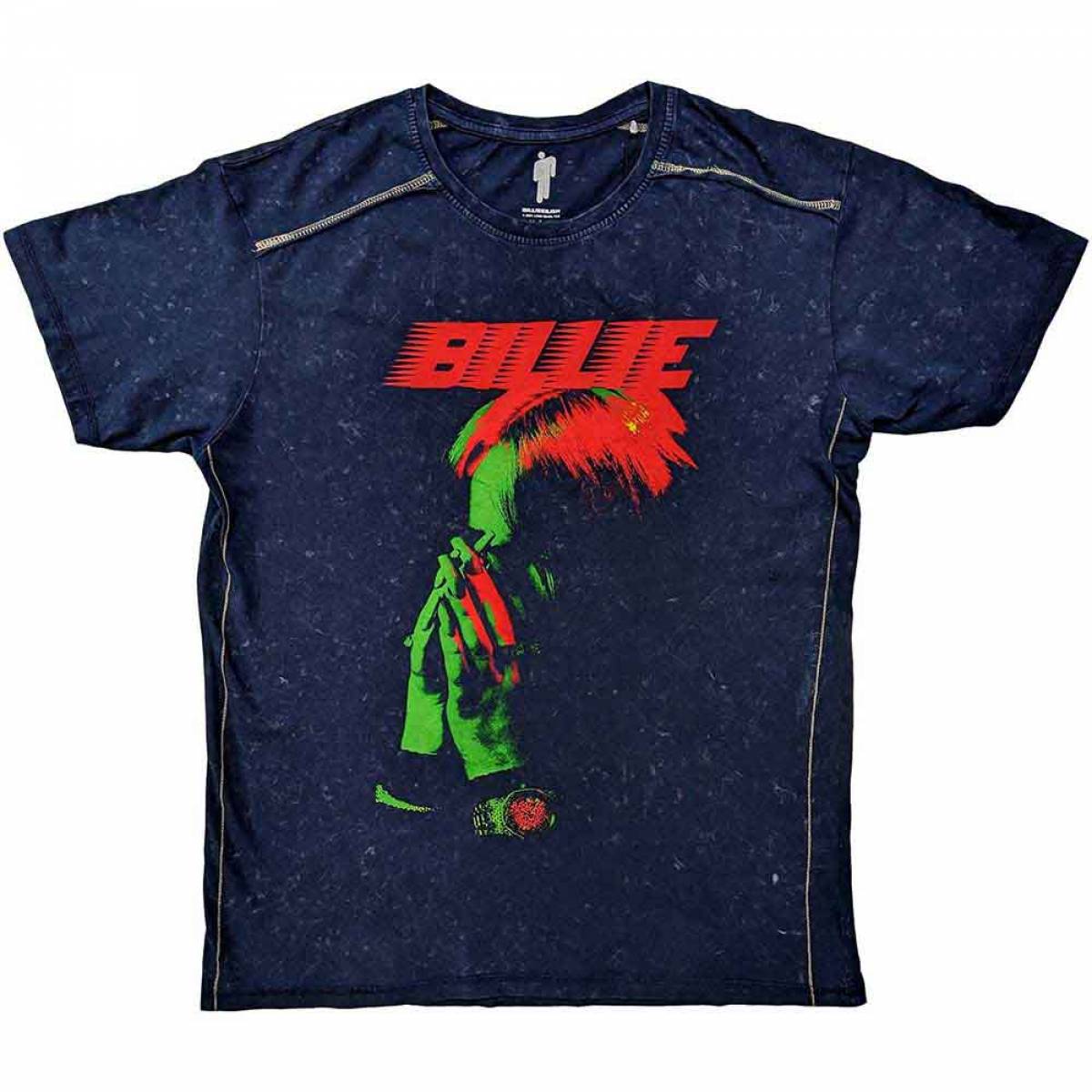 【予約商品】BILLIE EILISH バンドTシャツ ユニセックス: Hands Face (Wash Collection) - NAVY BLUE