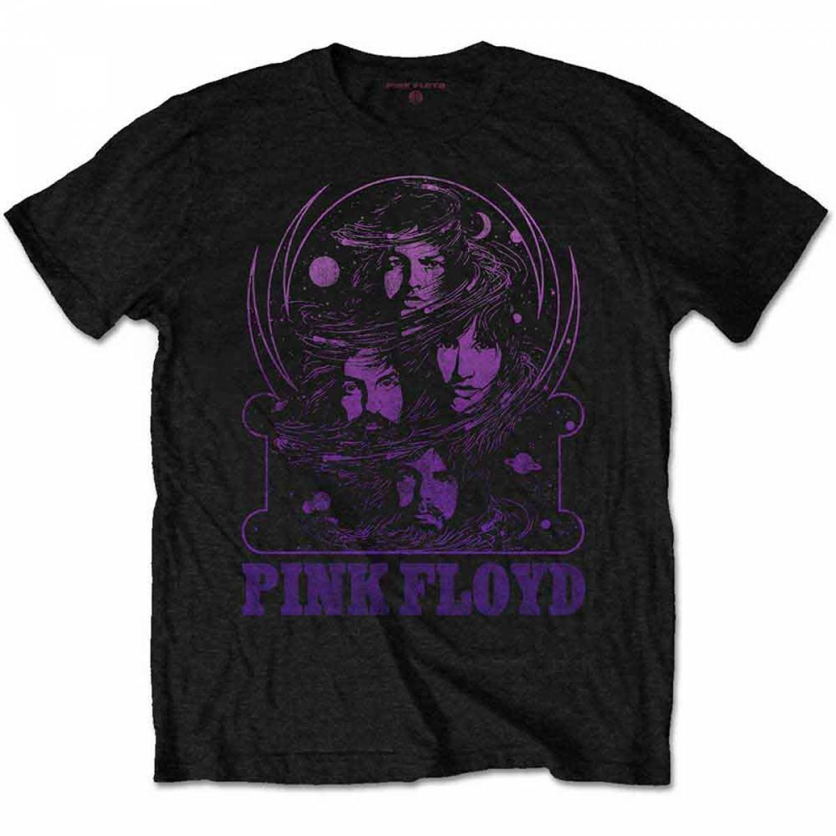 【予約商品】PINK FLOYD バンドTシャツ ユニセックス: Purple Swirl (Black) - BLACK