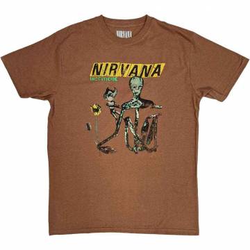 【予約商品】NIRVANA バンドTシャツ ユニセックス: Incesticide (Brown) - BROWN
