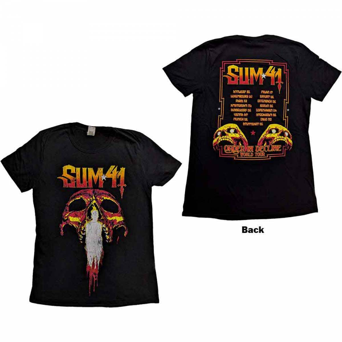 【予約商品】SUM 41 ユニセックスTシャツ: Order In Decline Tour2020 Candle Skull(Back Print)Small
