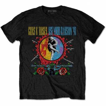 【予約商品】GUNS N' ROSES バンドTシャツ ユニセックス: Use Your Illusion Circle Splat (Black) - BLACK
