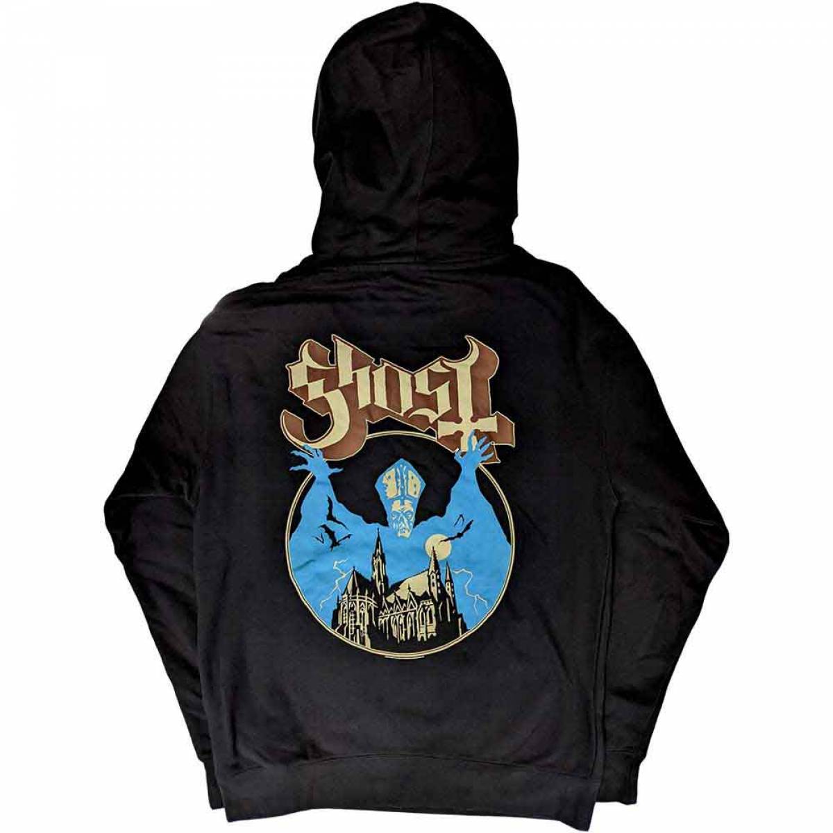 【予約商品】GHOST Unisex Pullover Hoodie: Pocket Logo & Opus (Black) (Back Print) - BLACK