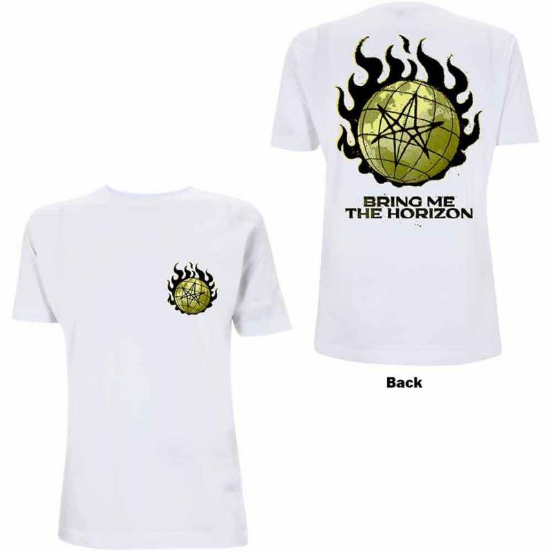 【予約商品】BRING ME THE HORIZON バンドTシャツ ユニセックス: Globe (White) (Back Print)