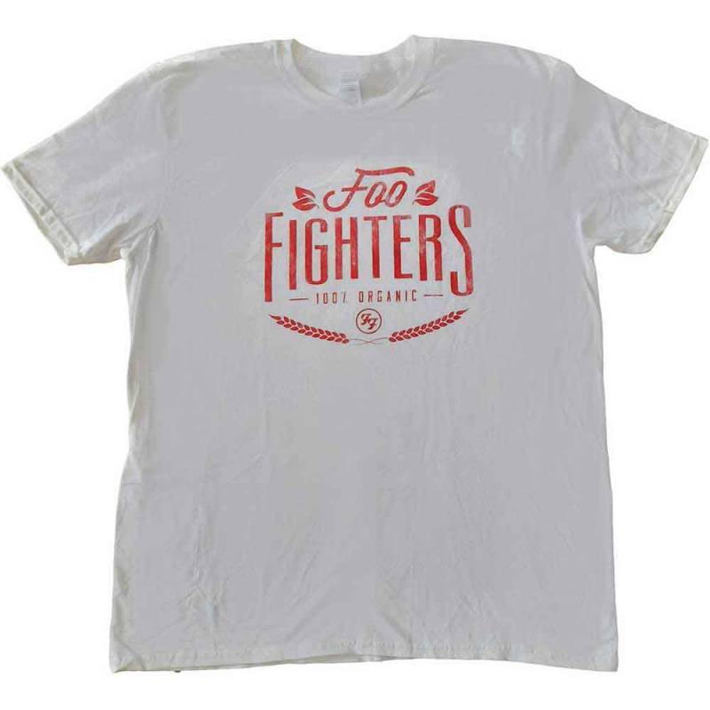 【予約商品】FOO FIGHTERS バンドTシャツ ユニセックス: 100% Organic Version 2 (White) (Ex-Tour) - WHITE