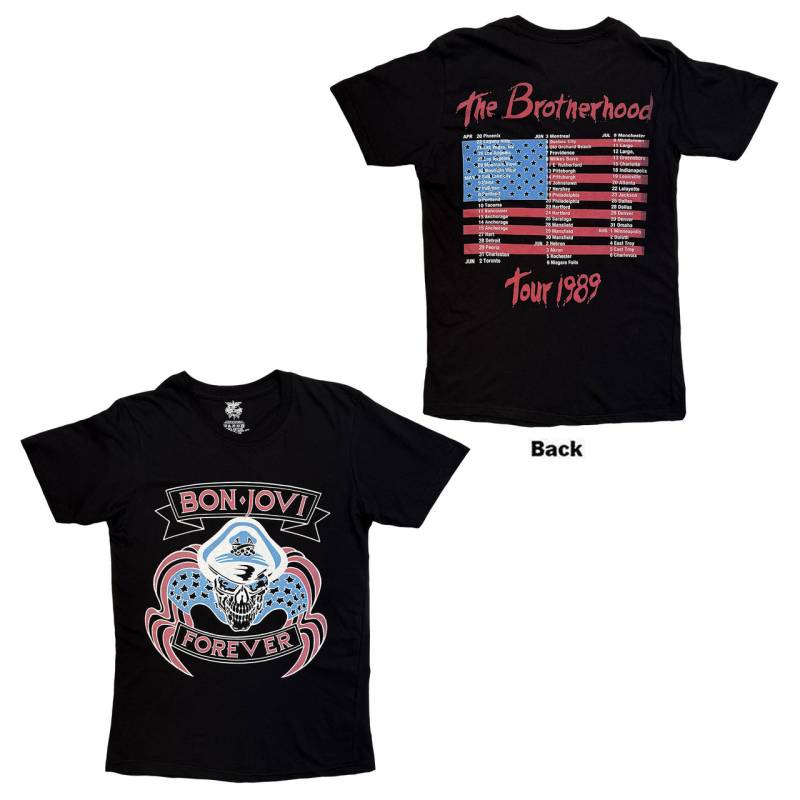 【予約商品】BON JOVI バンドTシャツ ユニセックス: The Brotherhood (Black) (Back Print)