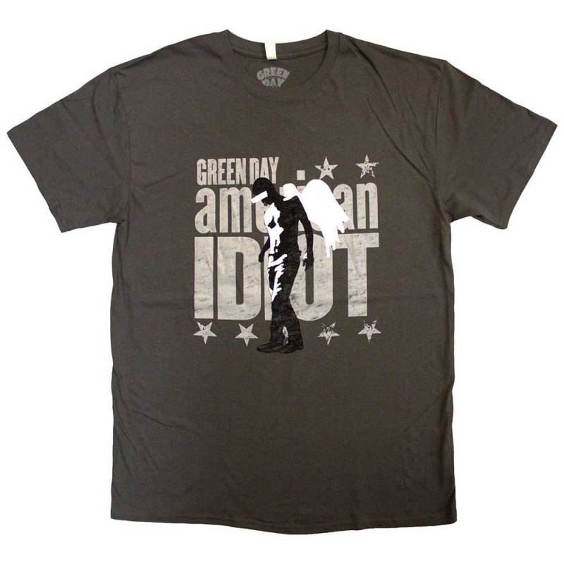 【予約商品】GREEN DAY バンドTシャツ ユニセックス: Am Idiot Angel (Charcoal Grey) - CHARCOAL GREY