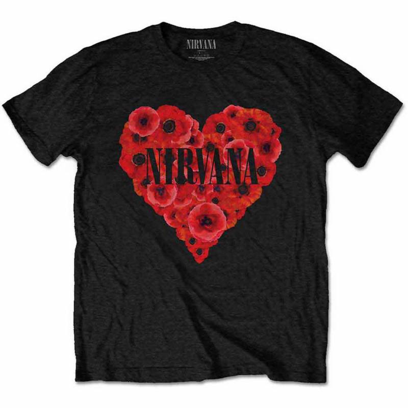 【予約商品】NIRVANA バンドTシャツ ユニセックス: Poppy Heart (Black)