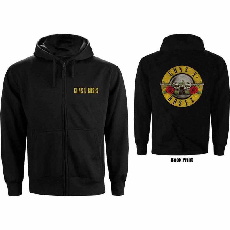 【予約商品】GUNS N' ROSES Unisex Zipped Hoodie: Classic Logo (Black) (Back Print)