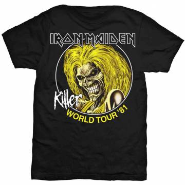 【予約商品】IRON MAIDEN バンドTシャツ ユニセックス: Killer World Tour 81 - BLACK