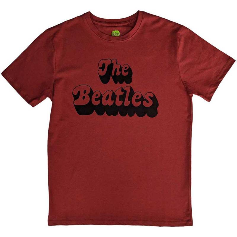 【予約商品】THE BEATLES バンドTシャツ ユニセックス: Text Logo Shadow (Red)