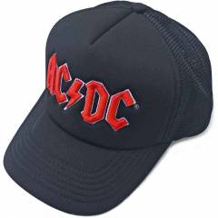 【予約商品】AC/DC Unisex Mesh Back Cap: Red Logo (Black) - BLACK