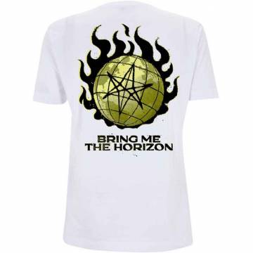 【予約商品】BRING ME THE HORIZON バンドTシャツ ユニセックス: Globe (White) (Back Print) - WHITE
