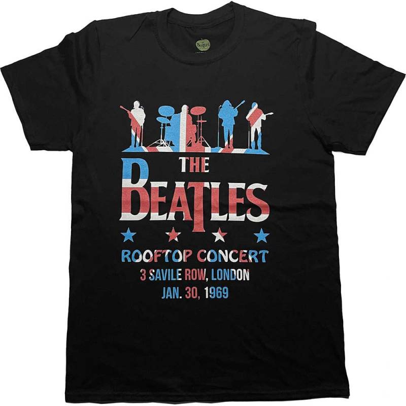 【予約商品】THE BEATLES バンドTシャツ ユニセックス: Drop T Rooftop Flag (Black)