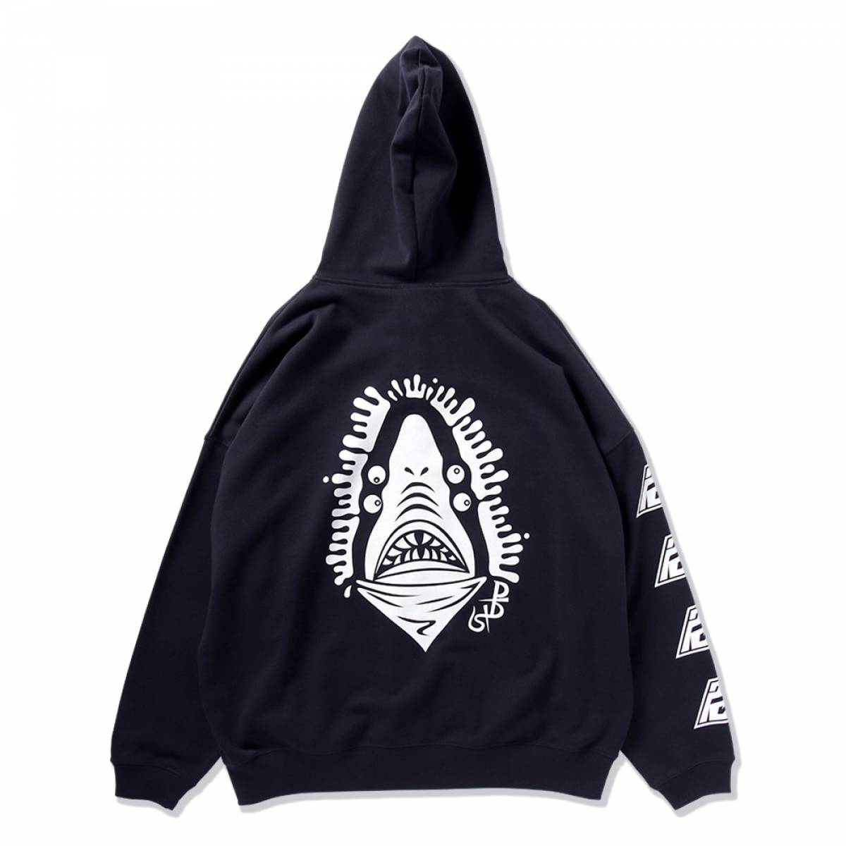 PUNK DRUNKERS (パンクドランカーズ) 鮫人出没注意BIG.ZIPパーカ PUNK DRUNKERS (パンクドランカーズ) 鮫人出没注意BIG.ZIPパーカ
