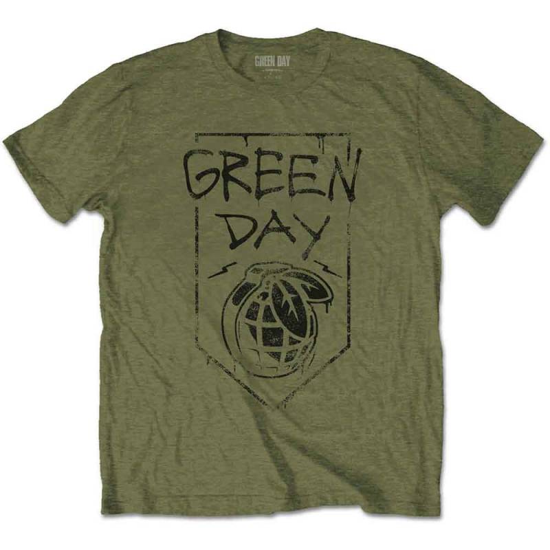 【予約商品】GREEN DAY バンドTシャツ ユニセックス: Organic Grenade (Military Green)