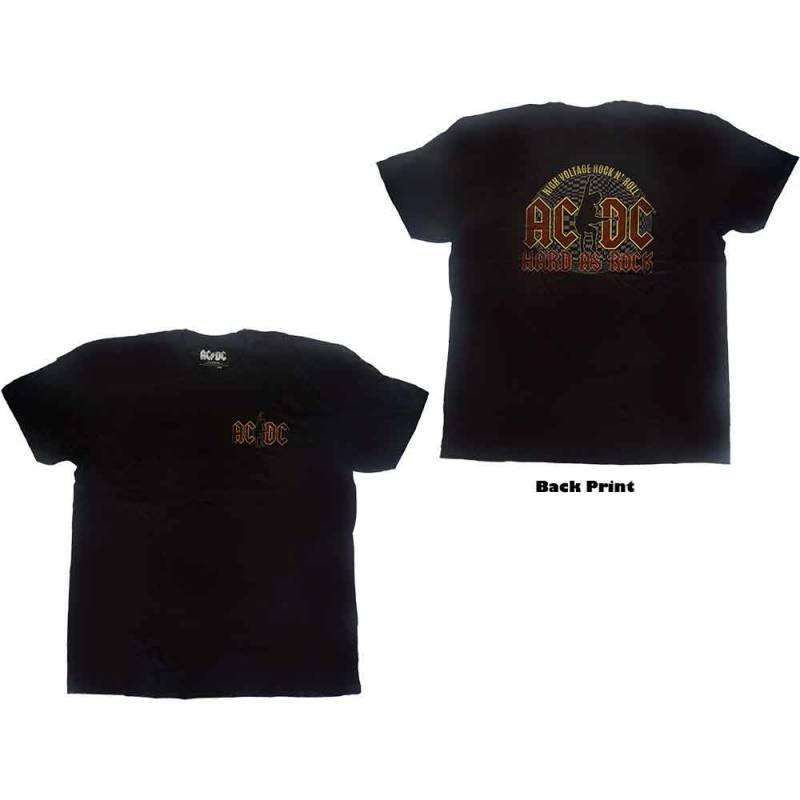 【予約商品】AC/DC バンドTシャツ ユニセックス: Hard As Rock (Black) (Back Print) - BLACK