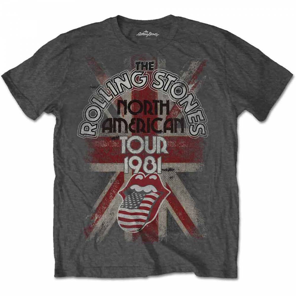 【予約商品】THE ROLLING STONES バンドTシャツ ユニセックス: North American Tour 1981 - CHARCOAL