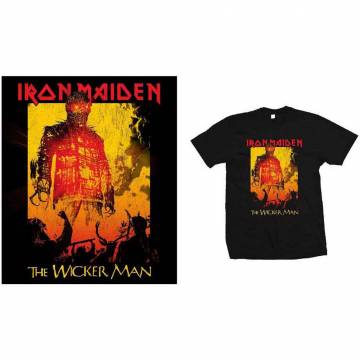 【予約商品】IRON MAIDEN バンドTシャツ ユニセックス: The Wicker Man Fire - BLACK