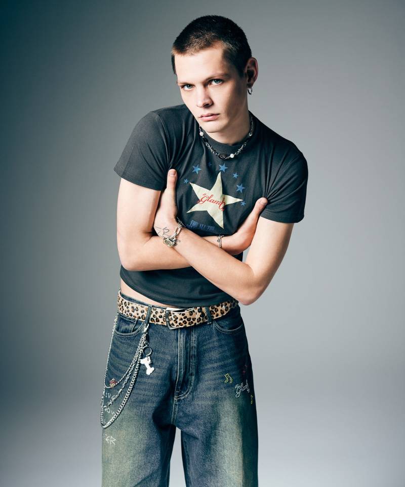 【予約商品】glamb(グラム) Skin-Tight Star T-Shirt / スキンタイトスターTシャツ - Black