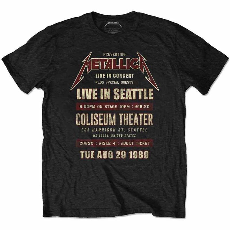 【予約商品】METALLICA バンドTシャツ ユニセックス: Seattle '89 (Black) (LOS)