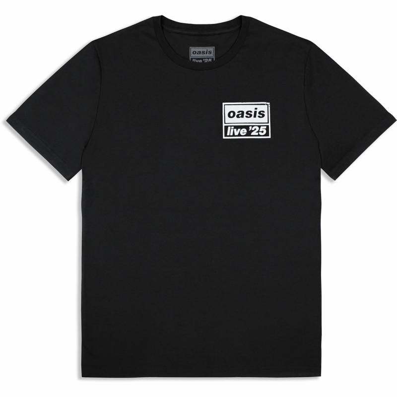 【予約商品】OASIS バンドTシャツ ユニセックス: Live 25 Distressed Lockup Pocket (Black) (Ex-Tour)