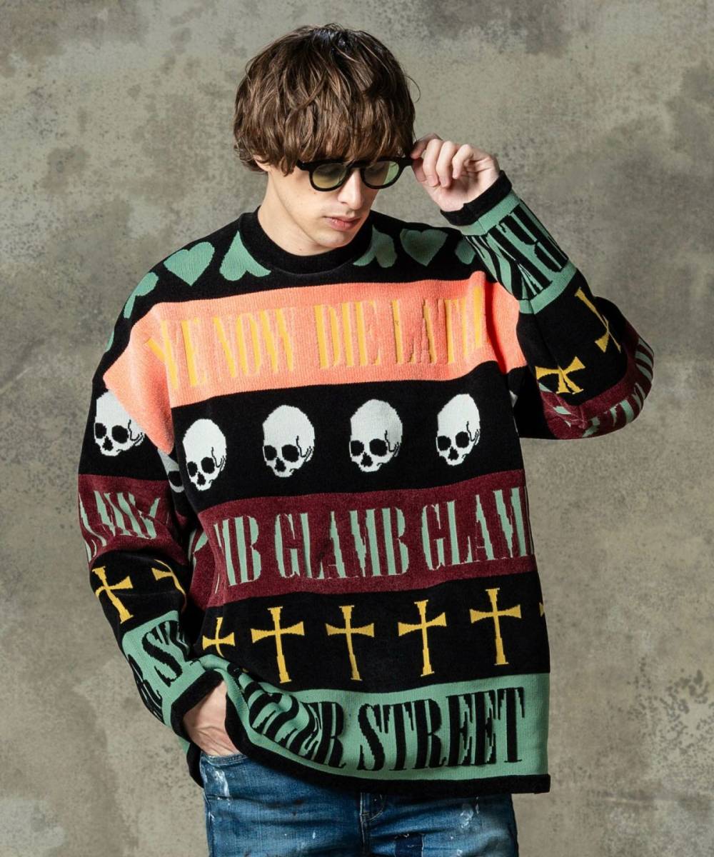 glamb(グラム) Grunge Symbols Pullover Knit / グランジ glamb(グラム) Grunge Symbols Pullover Knit / グランジ