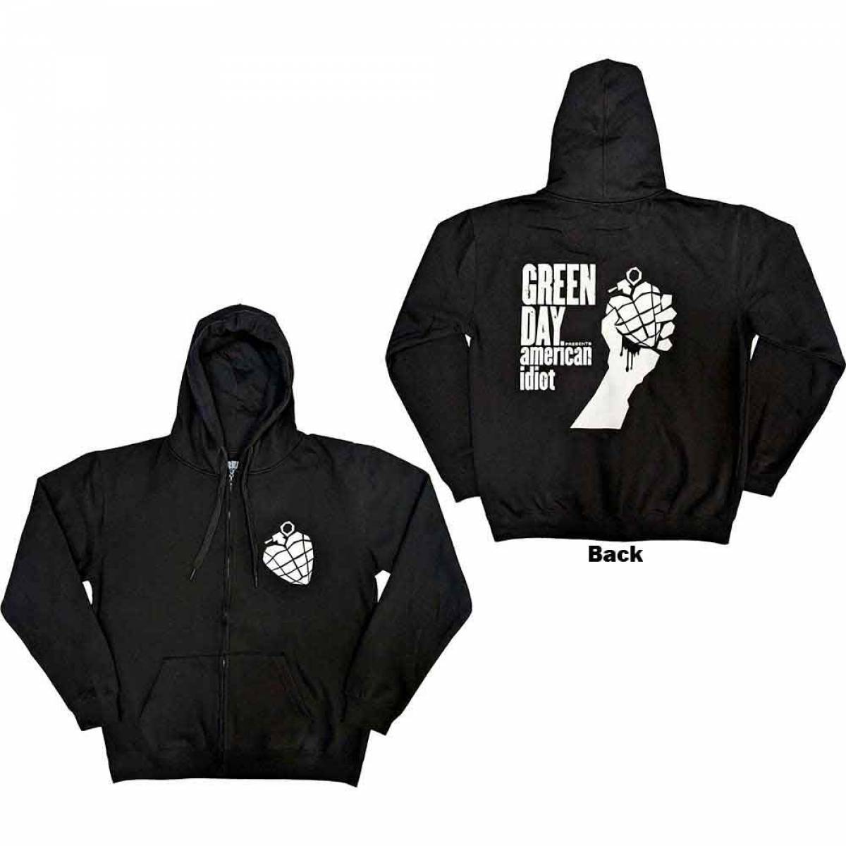 【予約商品】GREEN DAY Unisex Zipped Hoodie: American Idiot The Musical (Back Print) - BLACK