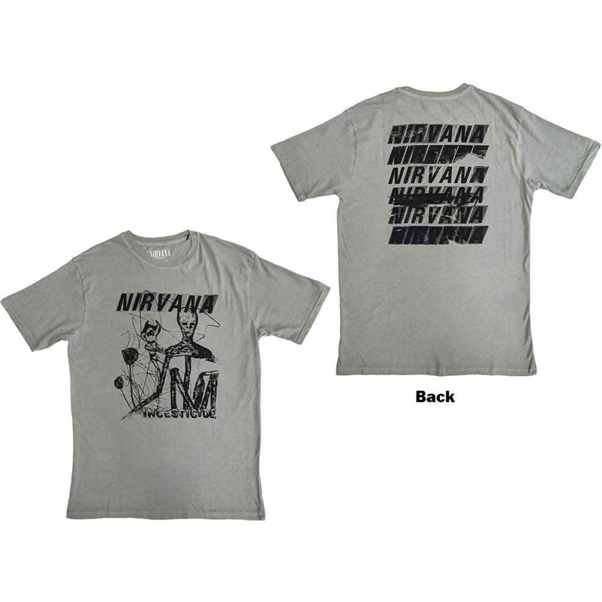 【予約商品】NIRVANA バンドTシャツ ユニセックス: Incesticide Stacked Logo (Green) (Back Print) - GREEN