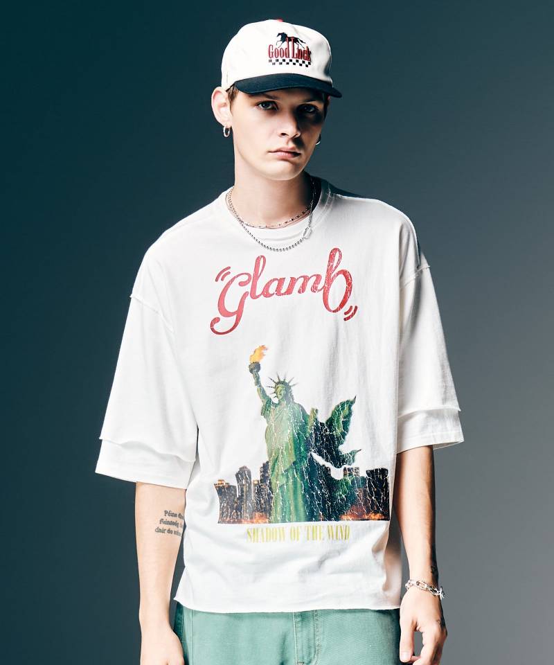 【予約商品】glamb(グラム)Shadow of Liberty T-Shirt / シャドーオブリバティTシャツ - White